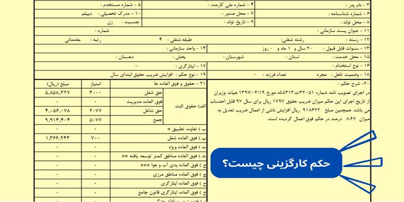 نمونه حکم کارگزینی